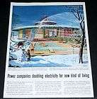 1956 OLD MAGAZINE PRINT AD, ELECTRIC COMPANIES, MODERN HOME, H. MILLER 