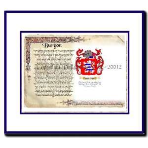  Burgon Coat of Arms/ Family History Wood Framed: Home 