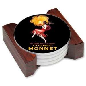 Cognac Monnet Ceramic 5pc Drink Coaster Art Set Kitchen 
