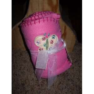  Pink Butterfly Fleece Baby Blanket: Baby