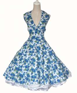 50s Pinup Vintage Rockabilly Floral Prom Swing Dress  