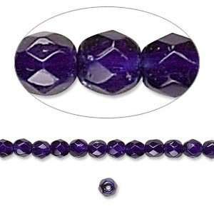  Plum dipped d?cor,fire polished glass bead, 4mm faceted 