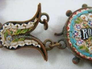 Antique Vintage Italian Micro Mosaic Millefiori Roma Womens Bracelet 