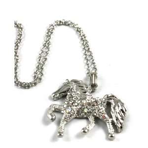  Super Cute Marching Horse Charm Necklace with Ice Crystal 