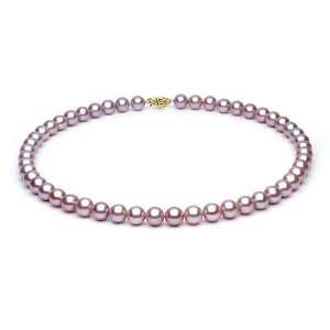 18 inch Lavender Fresh Water Pearl Necklace 8   8.5 mm each in 14 kt 