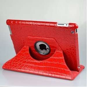  SunTech 360 Degrees Rotating Stand (Red Crocodile) Leather 