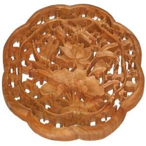  EXP Hand carved 20 Camphor Wood  Dragonfly and Lotus 