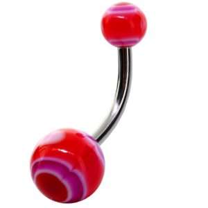  Sunset Red Vibrant UV Acrylic Belly Button Ring Jewelry