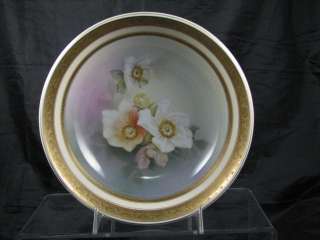 Antique Gold Trimmed RS Germany Floral Round Bowl  