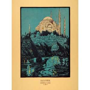  1929 Print Suleymaniye Mosque Byzantine Architecture 
