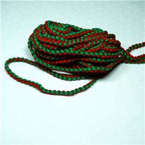Red & Green Cord Fabric Trim, Sturdy, Braided 3/8 Wide, Notions, By 