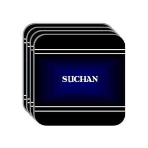 Personal Name Gift   SUCHAN Set of 4 Mini Mousepad Coasters (black 