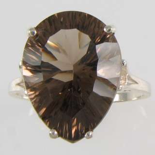 16X12 PEAR SHAPED SMOKEY TOPAZ RING IN SILVER SIZE 7.25  