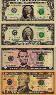 New Crisp Uncirculated Star Note Collection $1 $5 $10 + $2 Bill Free 