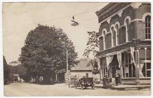 Real Photo Postcard Post Office & Street Scene in Spencer, New York 