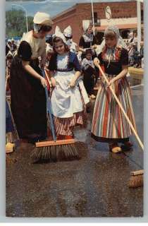 Postcard Tulip Festival Street Scrubbing Orange City,IA  