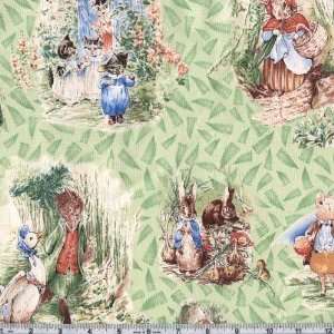   Victorian Nursery Friends Celery Fabric By The Yard Arts, Crafts