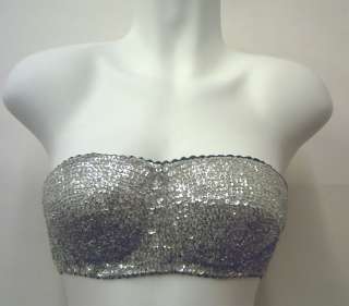Sequin Tube Top Bustier   SILVER * COSTUME  