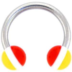  Yellow White Red Striped Horse Shoe Circular Barbell 