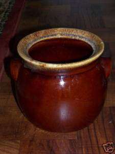 HULL Brown Stoneware Pottery Bean Crock Pot Cookie Jar  