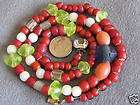 Antique Venetian African Trade Bead Necklace Red Wh Hrt