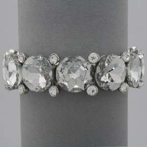   Bracelet Silver Rhinestone Bling Bling, 3/4 H, Stretchable Jewelry