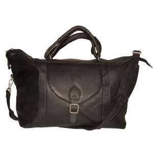  Pangea Black Leather Top Zip Travel Bag   MLB Logo: Sports 