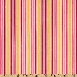   Folk Heart Stripe Yellow/Pink Fabric By The Yard Arts, Crafts