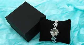Women Silver Dolphin+Crystal Rhinestone Bracelet Watch  