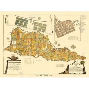    ST. CROIX ISLAND CARIBBEAN SEA LANDOWNER MAP 1754: Home & Kitchen