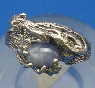 Cougar Ring Blue Star Sapphire, Sterling Silver, tiger  