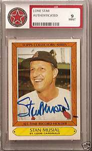 STAN MUSIAL Autographed 1985 TOPPS Collectors Mint 9  