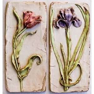  Floral wall plaques, set of 2 wall plaques: Home & Kitchen