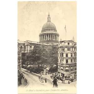   Vintage Postcard St. Pauls Cathedral from Cheapside London England UK