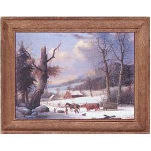    Dollhouse Miniature Framed Painting   Winter Scene: Toys & Games