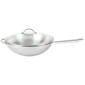 Strauss Tango Stainless Steel 12.5 Inch Wok with frying pan handle and 