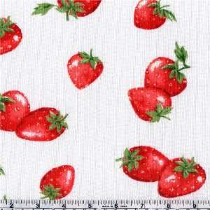  56 Wide Strawberry Cotton Jersey Knit White/Red Fabric 