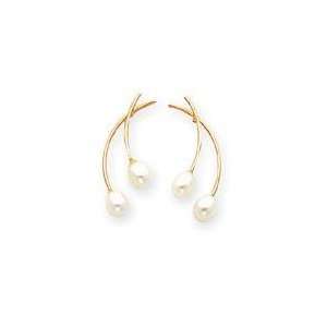  Curved Cultured Pearl Earrings in 14k Yellow Gold Jewelry