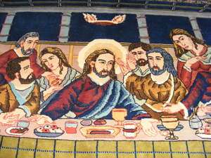 Pre Revolutionary FINE Persian Rug CHRISTIAN Figural Last Supper 