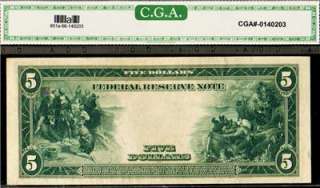 CGA Superb GEM 66,1914 Fr 851a $5 Federal Reserve Note,District of New 