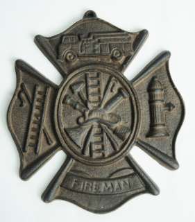 Cast Iron Fireman Firehouse Plaque  