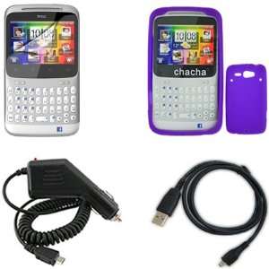  iNcido Brand HTC ChaCha Combo Solid Purple Silicone Skin 