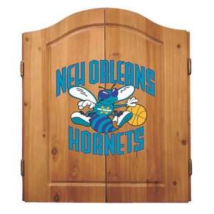 NBA New Orleans Hornets Solid Pine Cabinet And Bristle Dartboard Set 