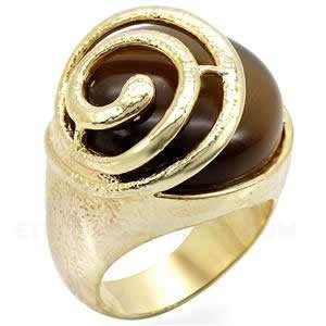  Smokey Topaz Swirl Gold Cocktail Ring SZ 7 Jewelry