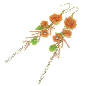  Love in Provence Crystal Flower Earrings (Orange) Jewelry