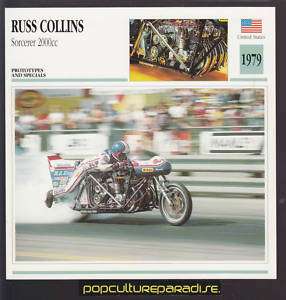 1979 RUSS COLLINS SORCERER 2000 cc Dragster BIKE CARD  