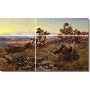 Charles Russell Western Kitchen Tile Mural 18  18x30 using (15) 6x6 