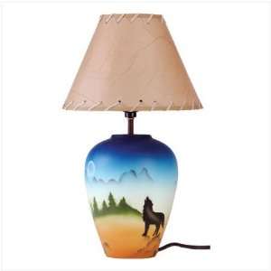 South West Wolf Ceramic Lamp CT 34747