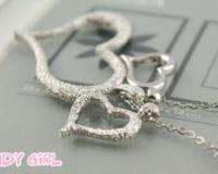   triple heart love bj Fashion Necklace Pendant charm chain  