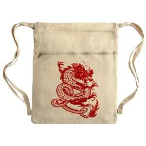   Messenger Bag Sack Pack Khaki Chinese Dancing Dragon 